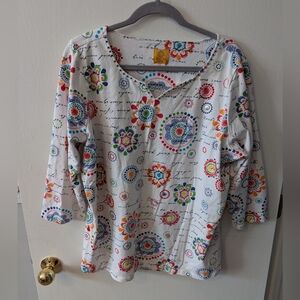 EUC Ladies Ruby Rd Woman Short Sleeve Embellished Shirt Size 1X